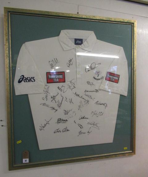 YORKSHIRE COUNTY CRICKET CLUB SIGNED AND FRAMED SHIRT Image