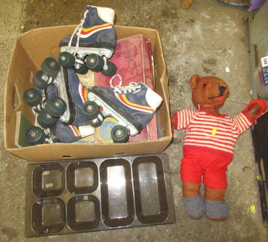 BOX OF OLD GAMES WITH SOFT TOY ETC Image