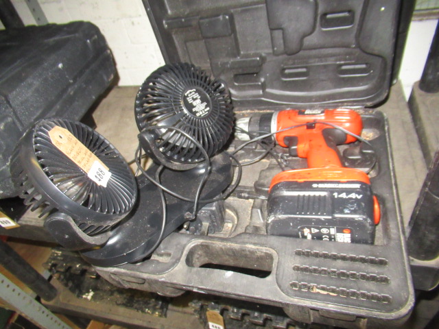 CASED BLACK AND DECKER DRILL WITH AN IN CAR DUAL FAN Image