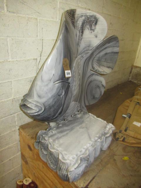 LARGE MARBLE FISH ON STAND Image