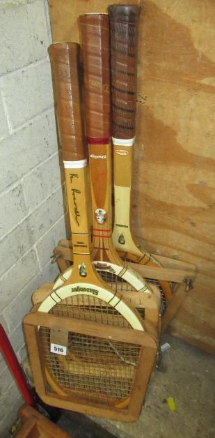 THREE VINTAGE KEN ROSEWALL AND LEW HOAD TENNIS RACKETS Image