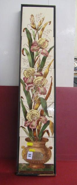 SET OF FIVE MOUNTED VICTORIAN FIREPLACE TILES Image