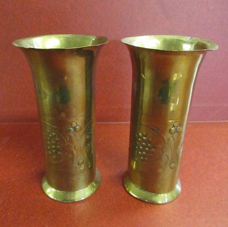 PAIR OF ARTS AND CRAFTS BRASS VASES Image