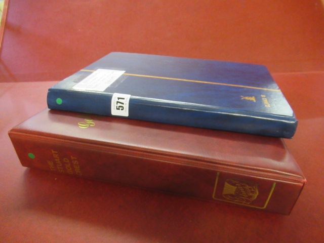 RED FOLDER AND BLUE STOCK BOOK OF GB PRE-DECIMAL MINT STAMPS IN BLOCKS, SOME FULL SHEETS Image