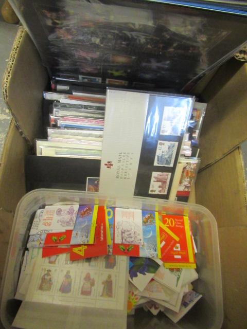 FULL BOX OF UK MINT DECIMAL STAMPS AND PACKETS OF STAMPS Image