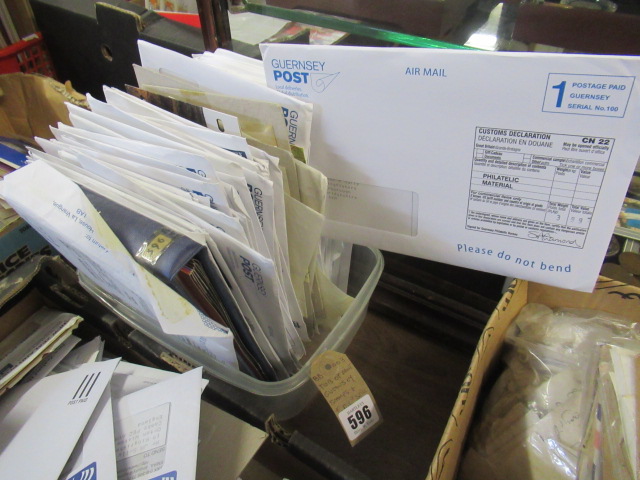 TUB OF MINT GUERNSEY STAMPS AND FIRST DAY COVERS MAINLY SEALED Image