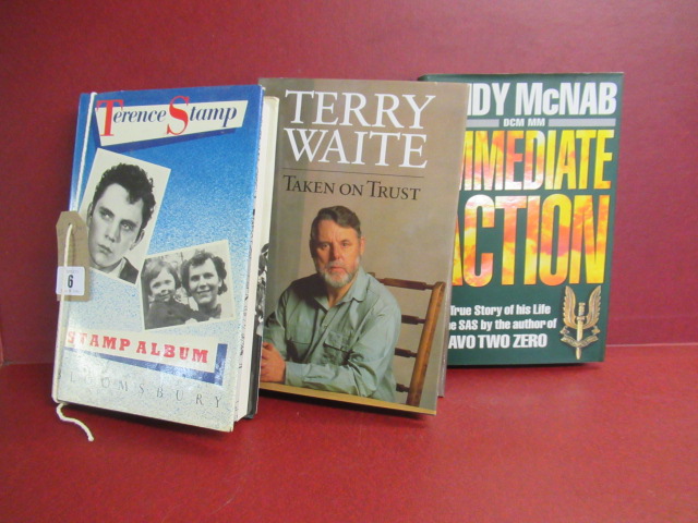 THREE SIGNED BOOKS - TERENCE STAMP, TERRY WAITE AND ANDY MCNAB Image