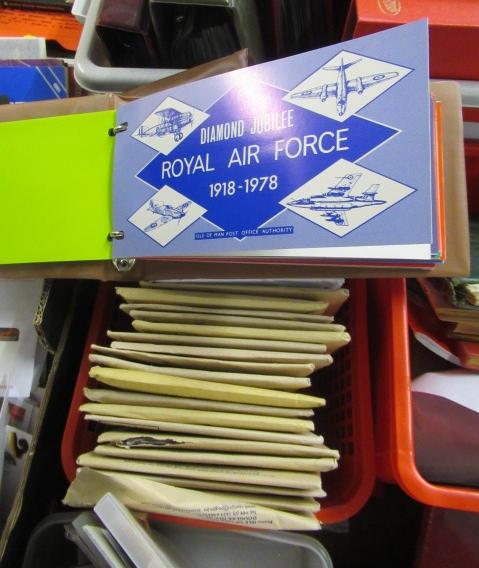 RED TUB OF MINT ISLE OF MAN STAMPS AND FIRST DAY COVERS MAINLY SEALED Image