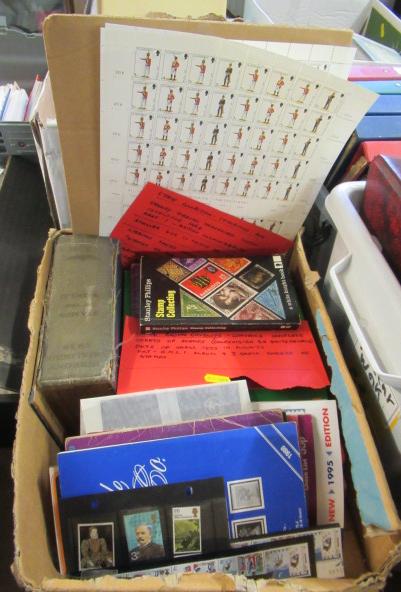 BOX OF MIXED STAMPS AND STAMP COLLECTING BOOKS Image