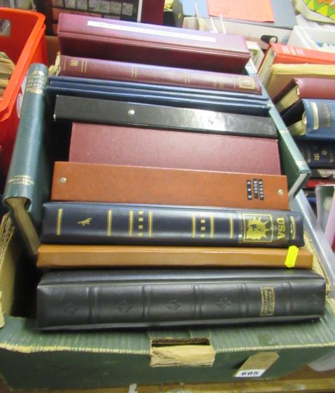 BOX OF GB AND WORLD ALBUMS OF STAMPS Image