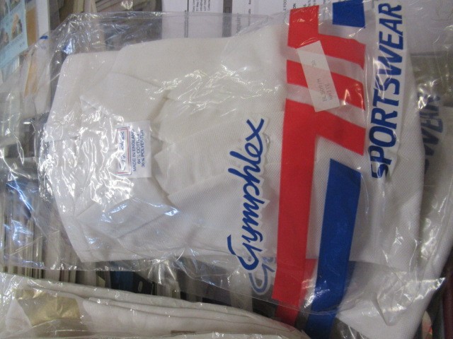 BOX OF VINTAGE FOOTBALL SHIRTS AND SPORTSWEAR Image