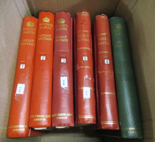 BOX OF MINT AND USED WINDSOR ALBUMS OF GB STAMPS Image