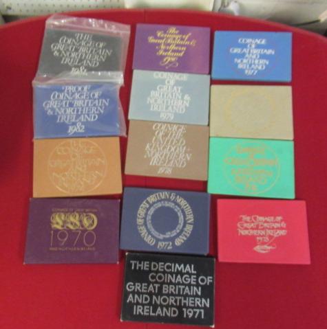 THIRTEEN 1970-1982 UK PROOF COINS SETS Image