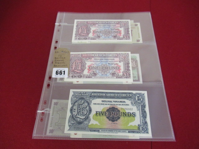 TWELVE BRITISH ARMED FORCES BANK NOTES Image