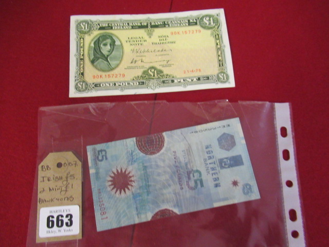 IRISH FIVE POUND AND MINT ONE POUND BANK NOTES Image