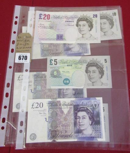 MINT TWENTY, TEN AND FIVE POUND BANK OF ENGLAND NOTES (FACE VALUE £110 ) Image