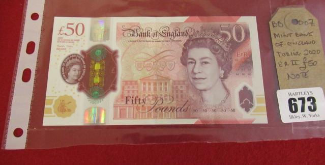 MINT BANK OF ENGLAND TURING 2020 ERII FIFTY POUND NOTE Image