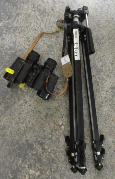 VINTAGE CARL ZEISS BINOCULARS AND A CAMERA TRIPOD Image