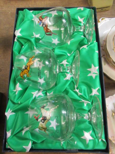 2002 GRAND NATIONAL HORSE AND JOCKEY COMMEMORATIVE GLASSES Image