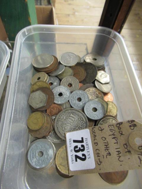 BOX OF EGYPTIAN AND OTHER WORLD COINS Image