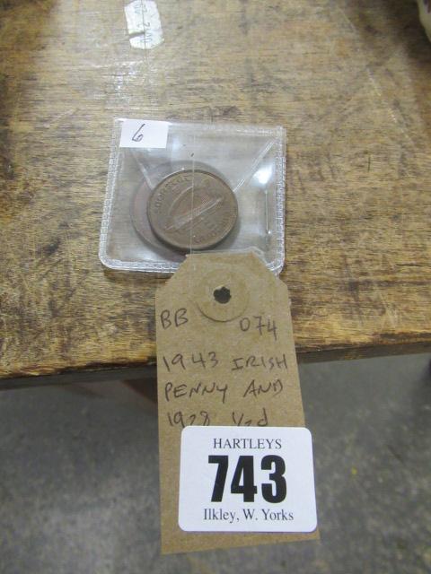 1943 IRISH PENNY AND 1928 HALFPENNY Image