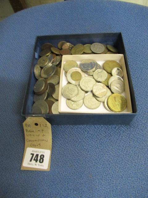 BOX OF WORLD AND CANADIAN COINS Image