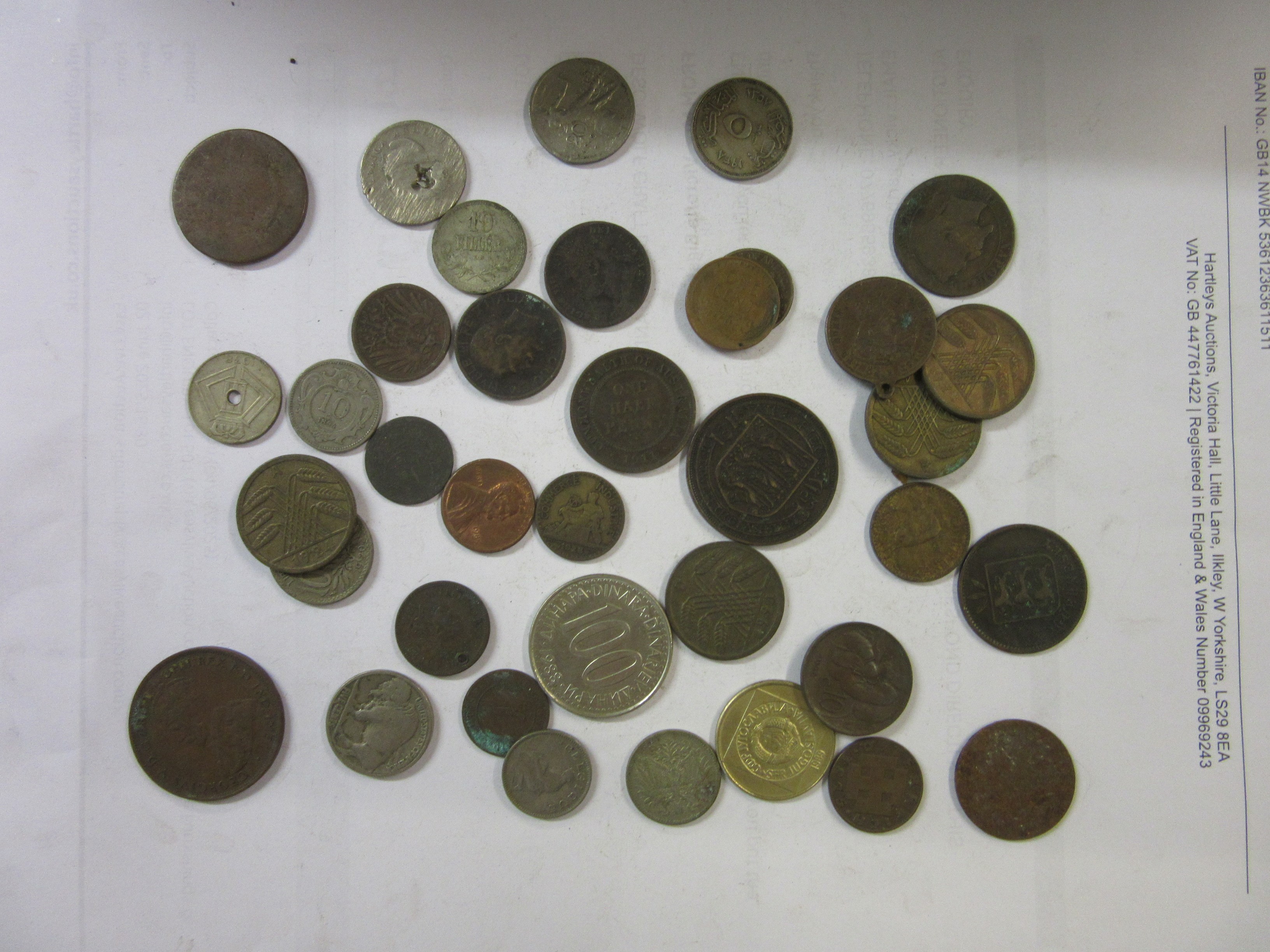 BOX OF WORLD COINS INCLUDING CHINESE 1927 MEMENTO YUAN DOLLAR AND EUROPEAN COINS Image