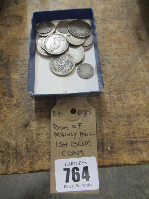 BOX OF MAINLY BRITISH SILVER COINS Image
