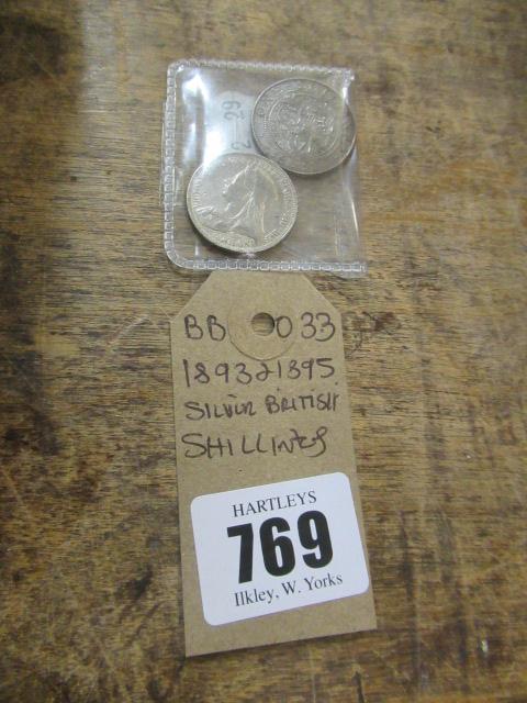 1893 AND 1895 SILVER BRITISH SHILLINGS Image