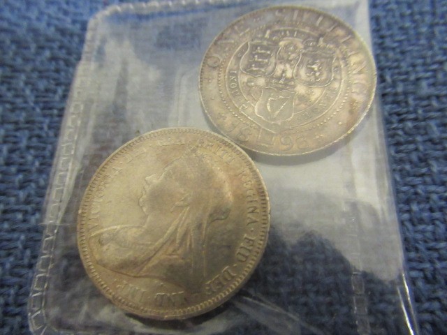 1893 AND 1895 SILVER BRITISH SHILLINGS Image