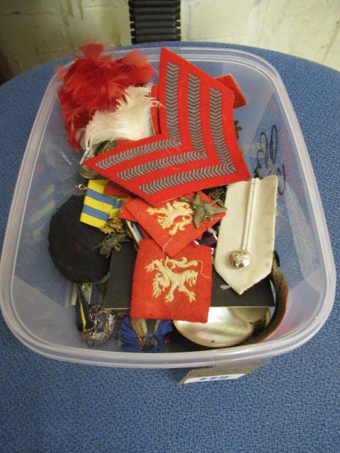 TUB OF MILITARY BADGES AND BUTTONS Image