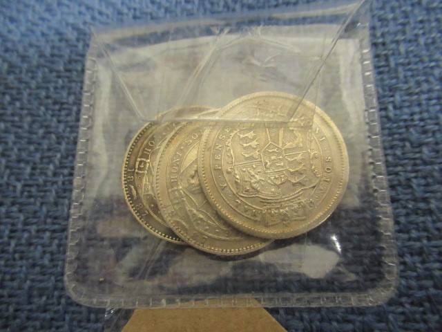 THREE BRITISH SILVER SHILLINGS DATED 1817 AND 1887 Image