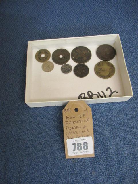 BOX OF TOKENS AND OTHER ANCIENT COINS ETC Image