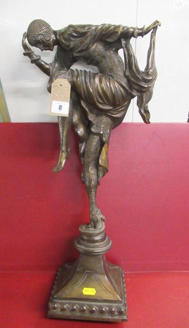 ART DECO STYLE 23" TALL BRONZED METAL FLAPPER DANCER Image
