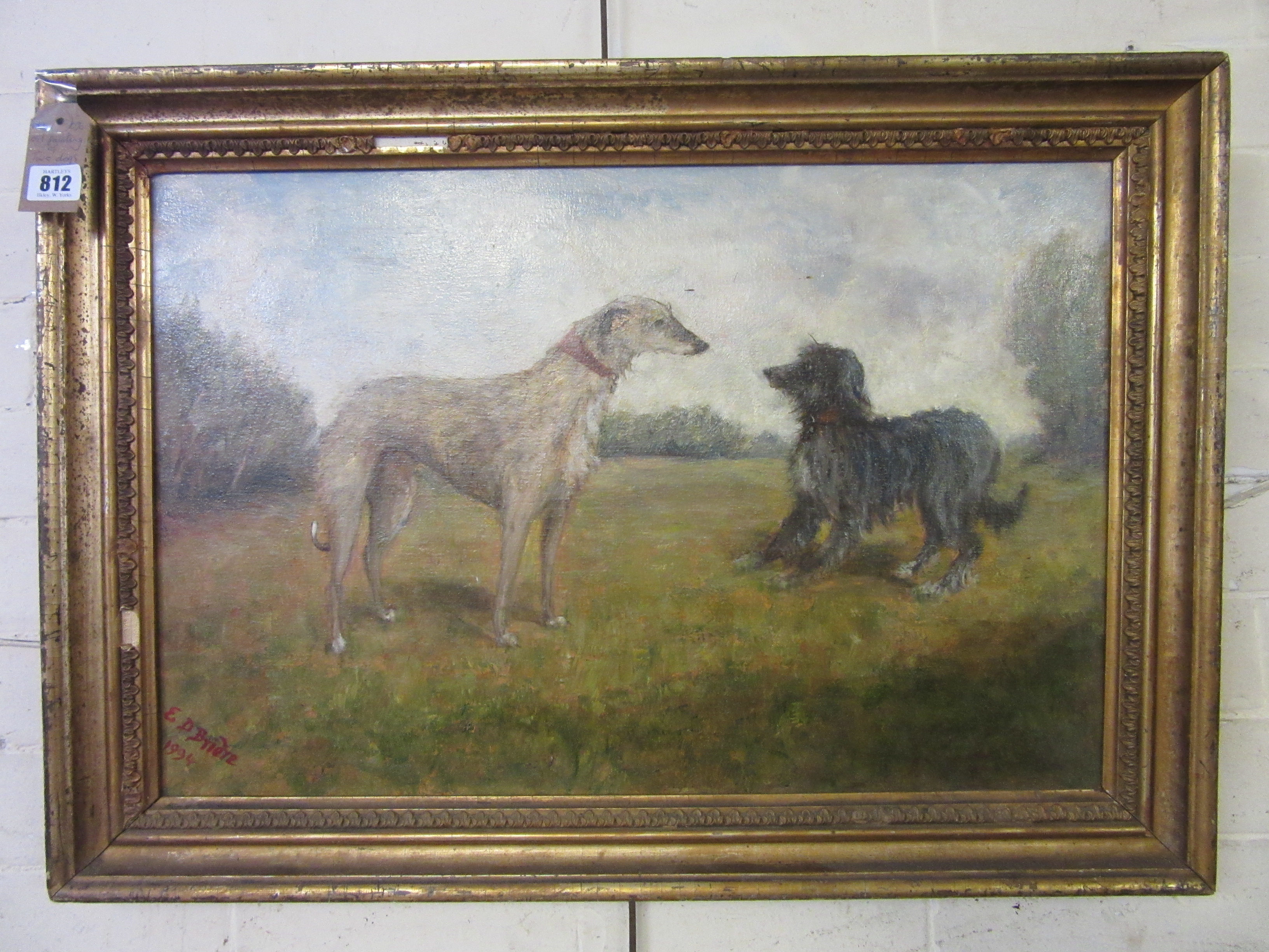 OIL PAINTING OF TWO DOGS Image