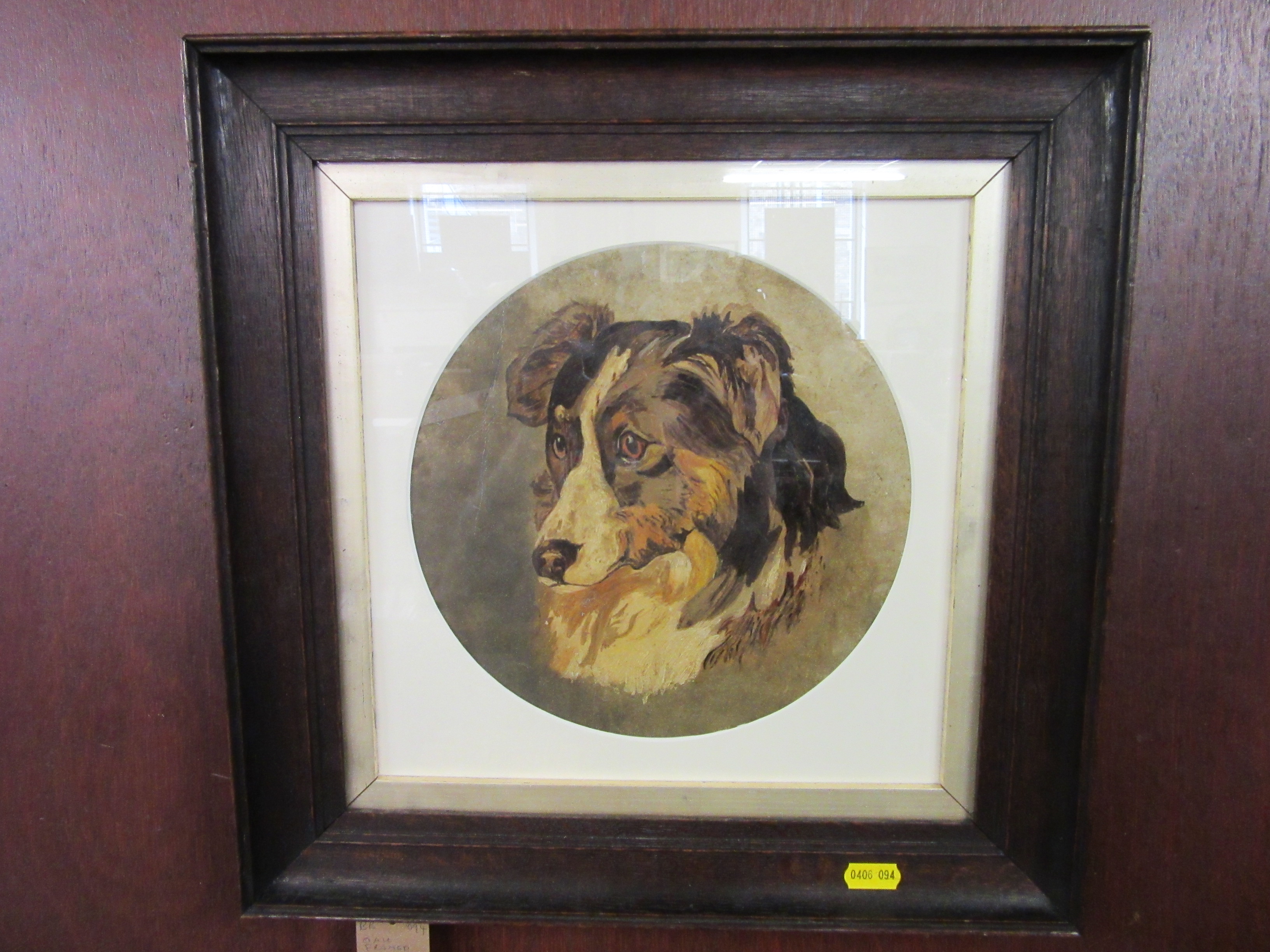 OAK FRAMED VICTORIAN OIL OF A DOG Image