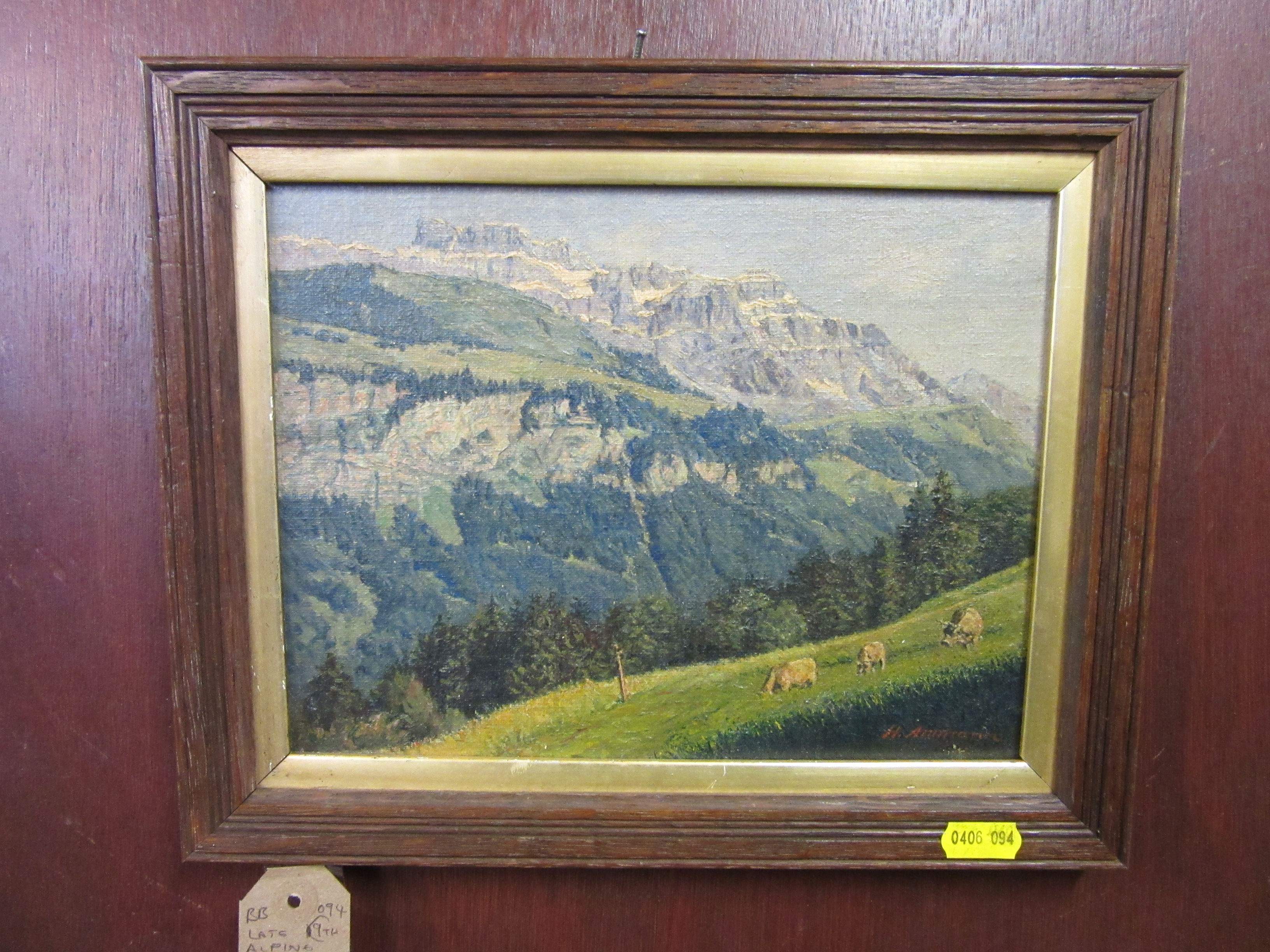 LATE 19TH CENTURY ALPINE SCENE OIL IN OAK FRAME Image