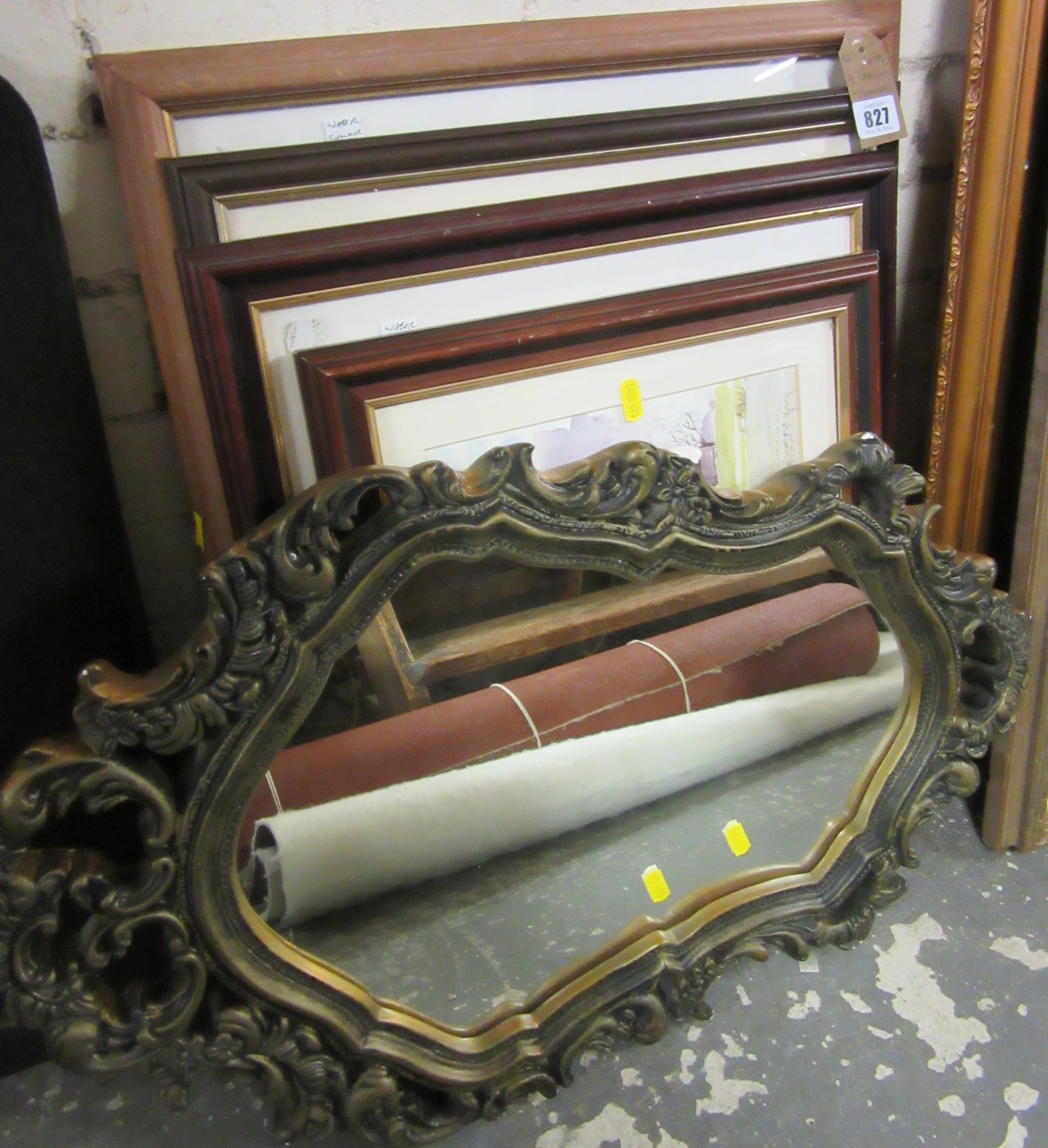 FOUR VARIOUS WATERCOLOURS AND A MIRROR Image