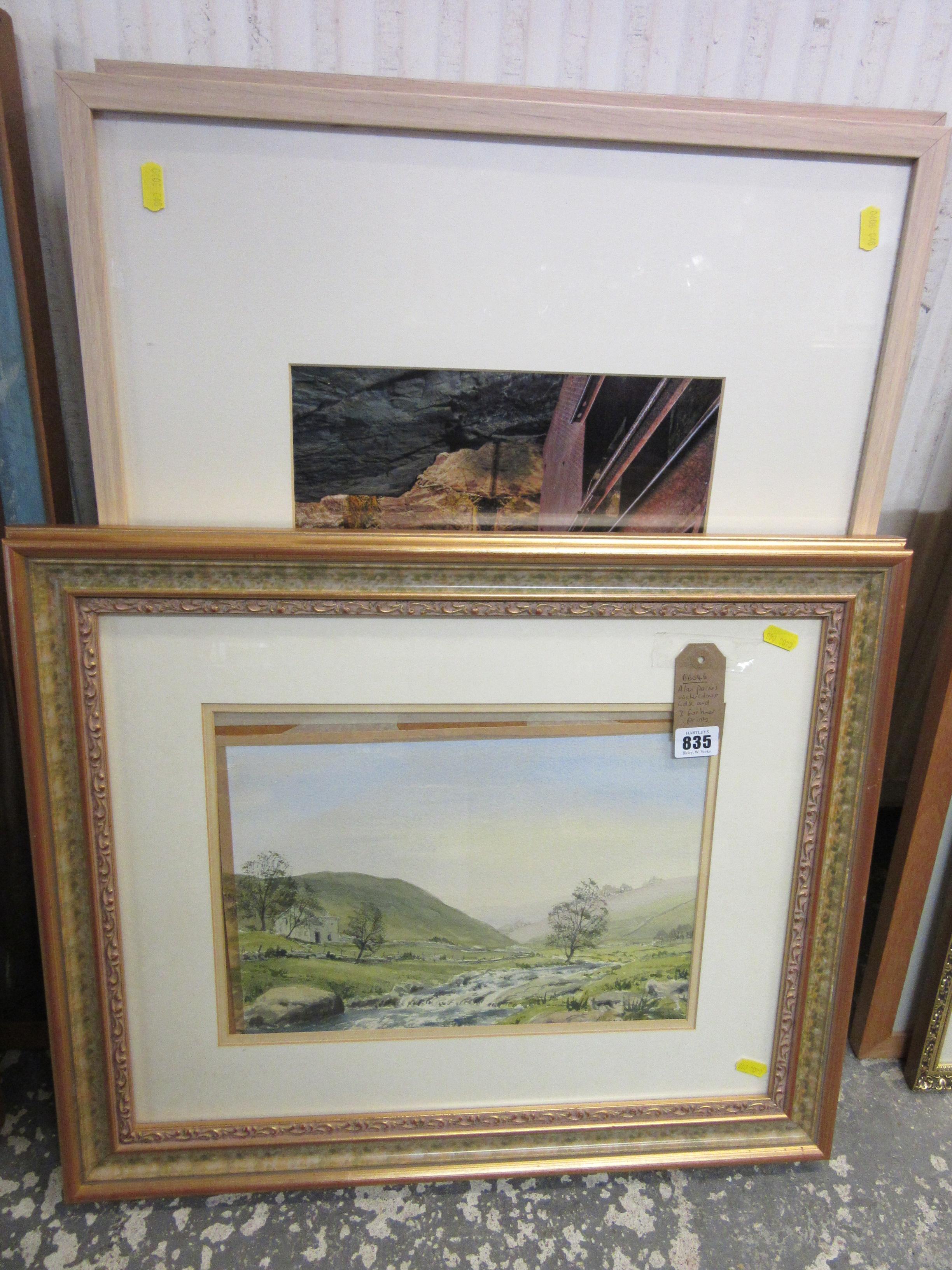 ALAN PAINES WATERCOLOUR AND THREE PRINTS Image
