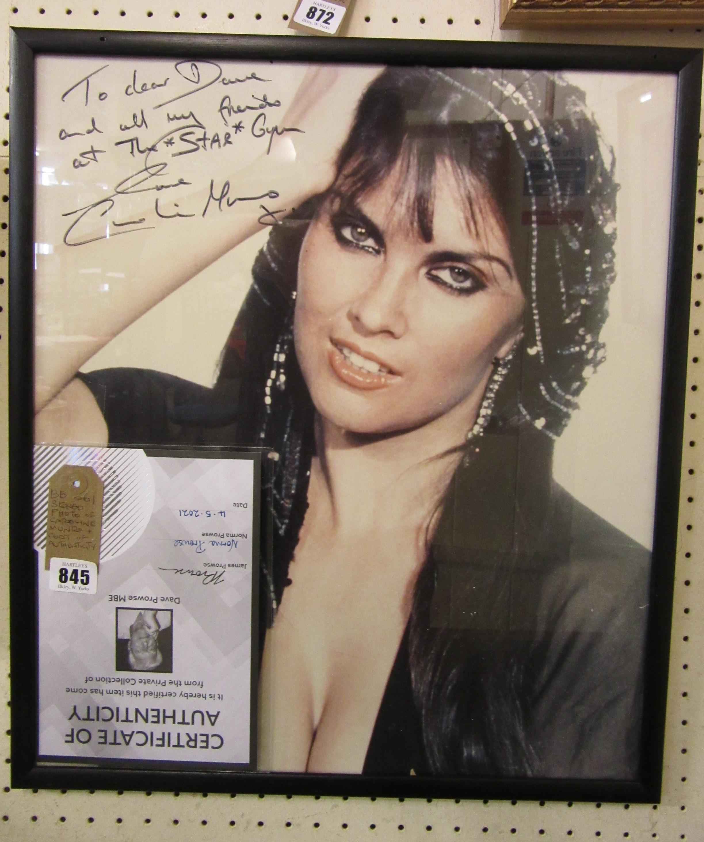SIGNED PHOTO OF CAROLINE MUNRO AND CERTIFICATE OF AUTHENTICITY Image
