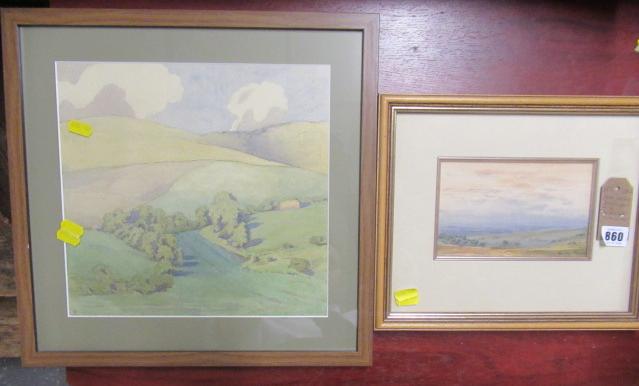 BRIAN IRVING WATERCOLOUR AND A LANDSCAPE WATERCOLOUR INITIALLED NS Image
