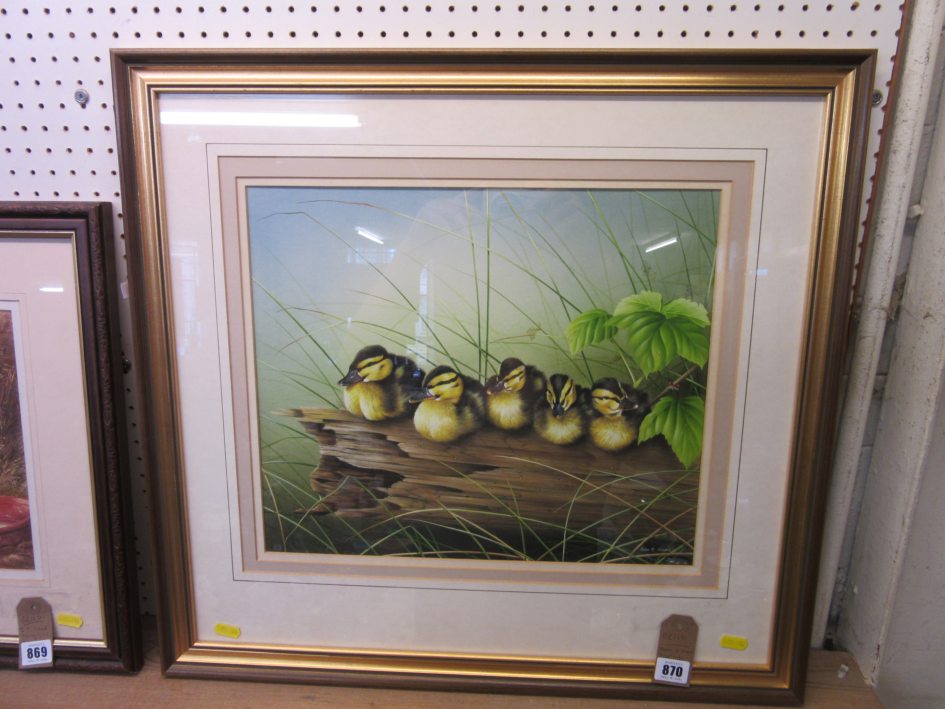 SIGNED GOUACHE PAINTING OF DUCKLINGS BY JOHN R MORRIS Image