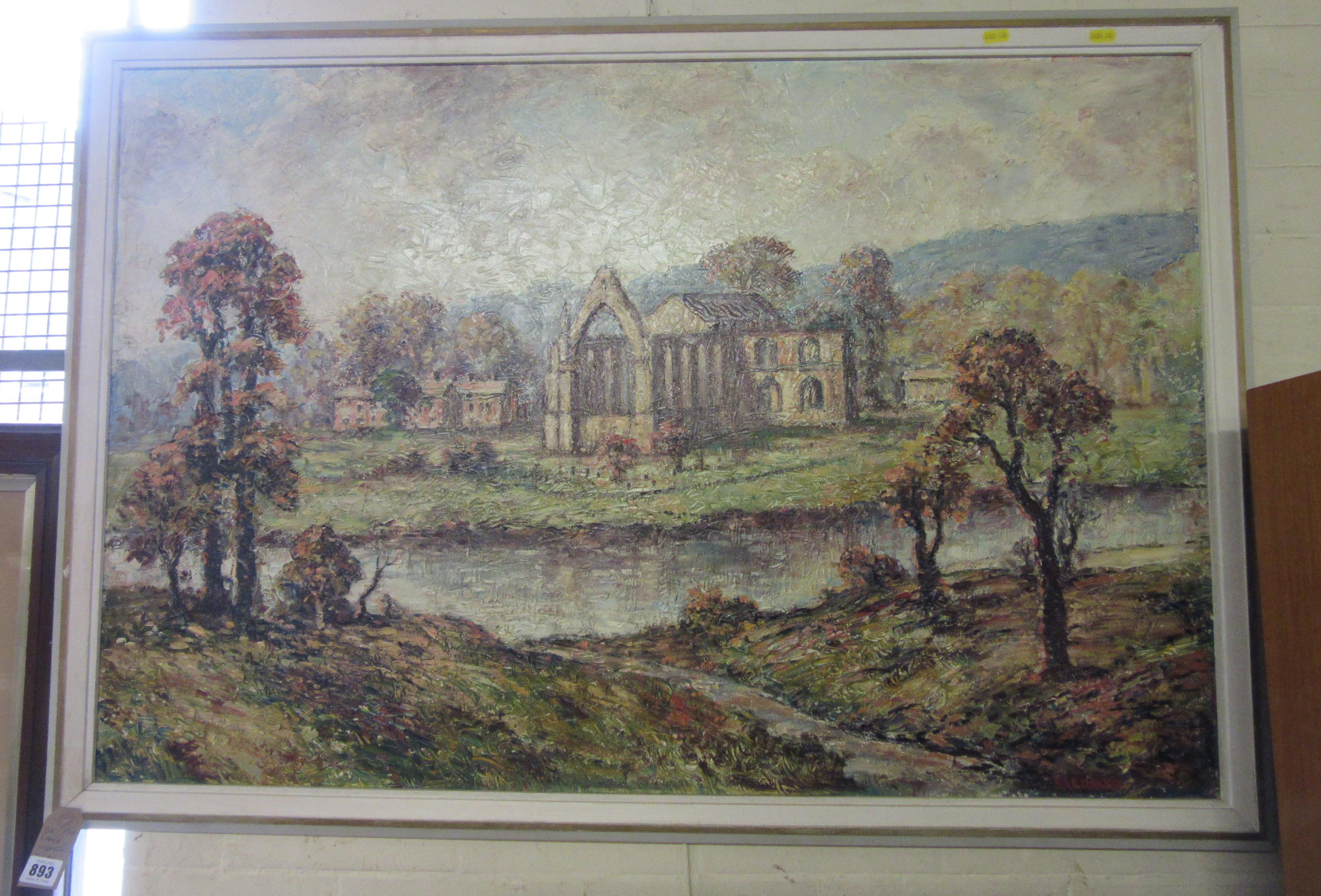 LARGE IMPASTO OIL ON BOARD LANDSCAPE BY HARDAKER Image