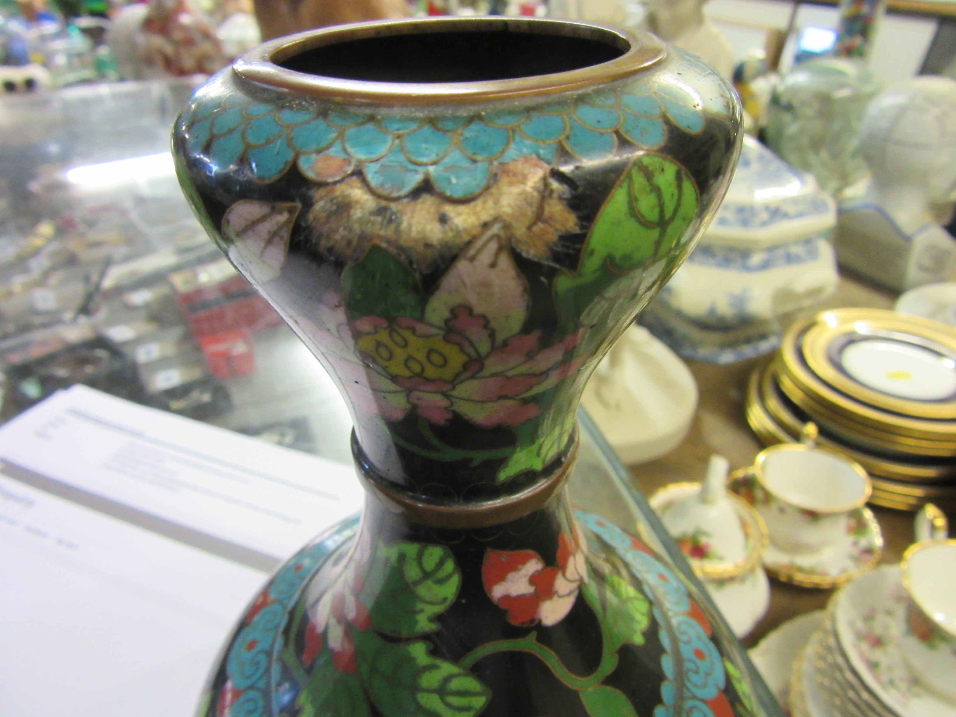 PAIR OF CLOISONNE VASES Image