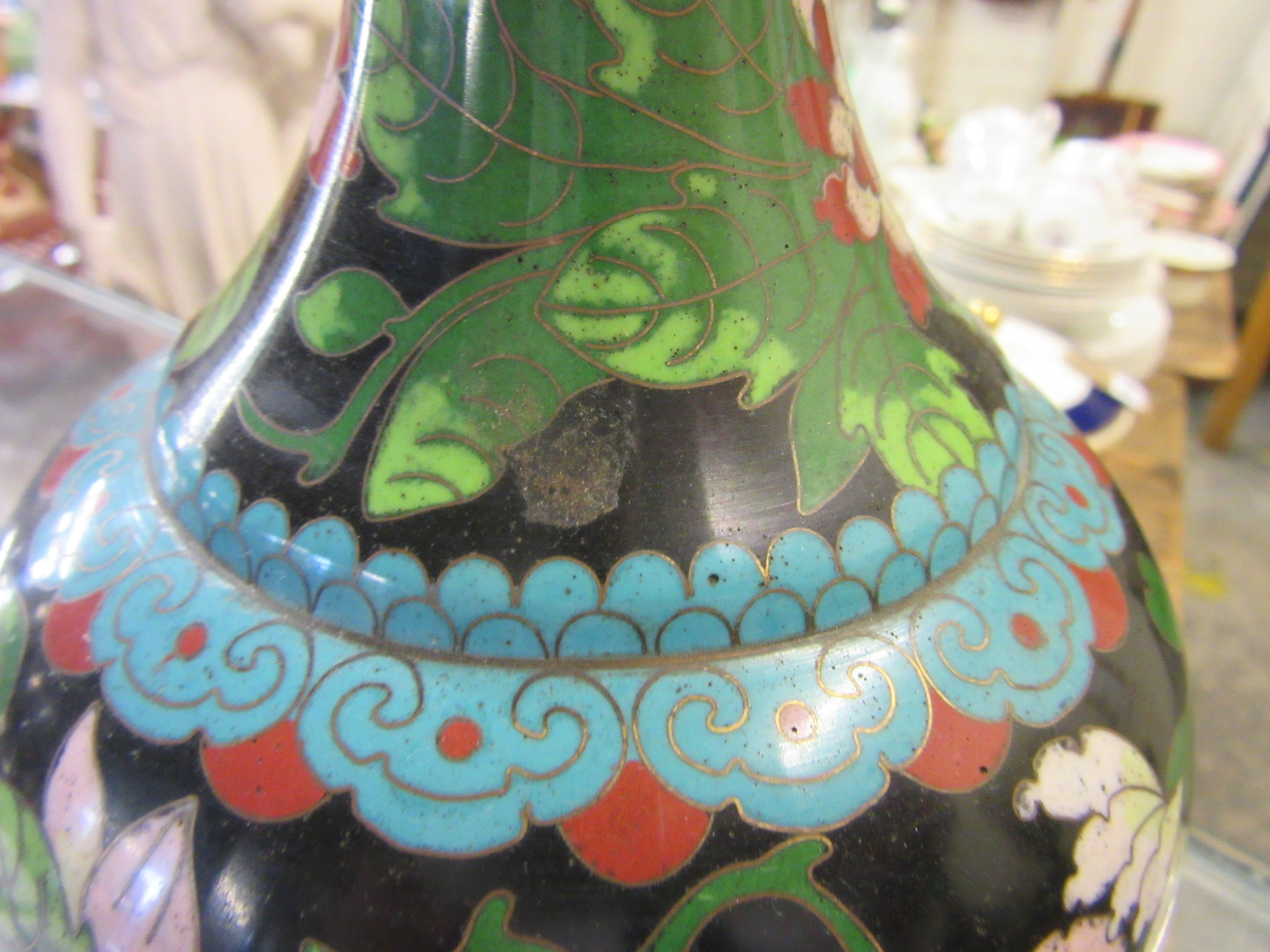 PAIR OF CLOISONNE VASES Image