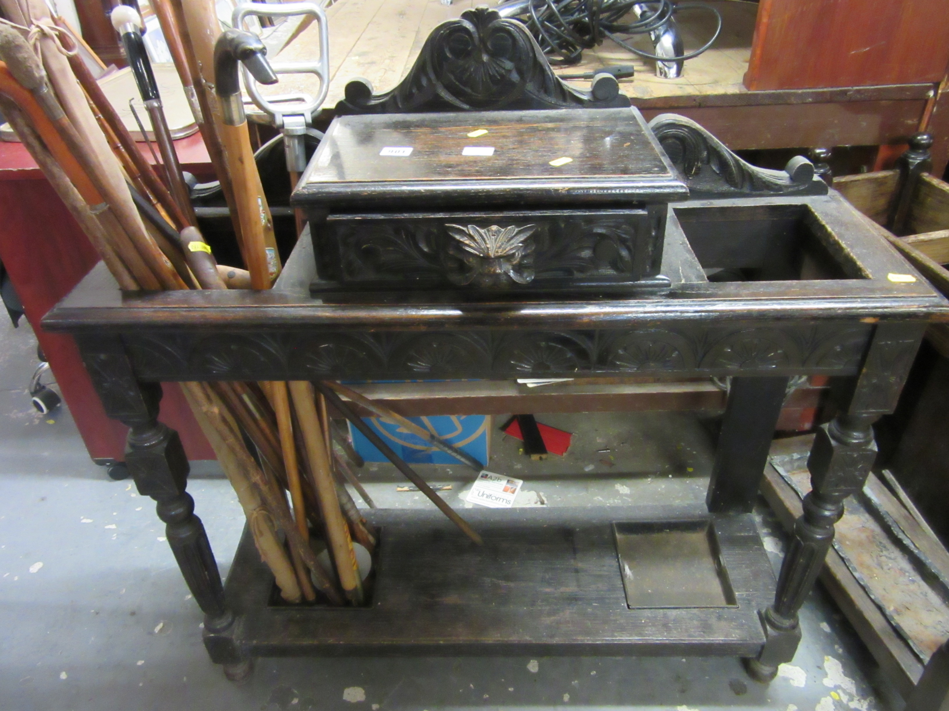 CARVED OAK HALL STAND Image