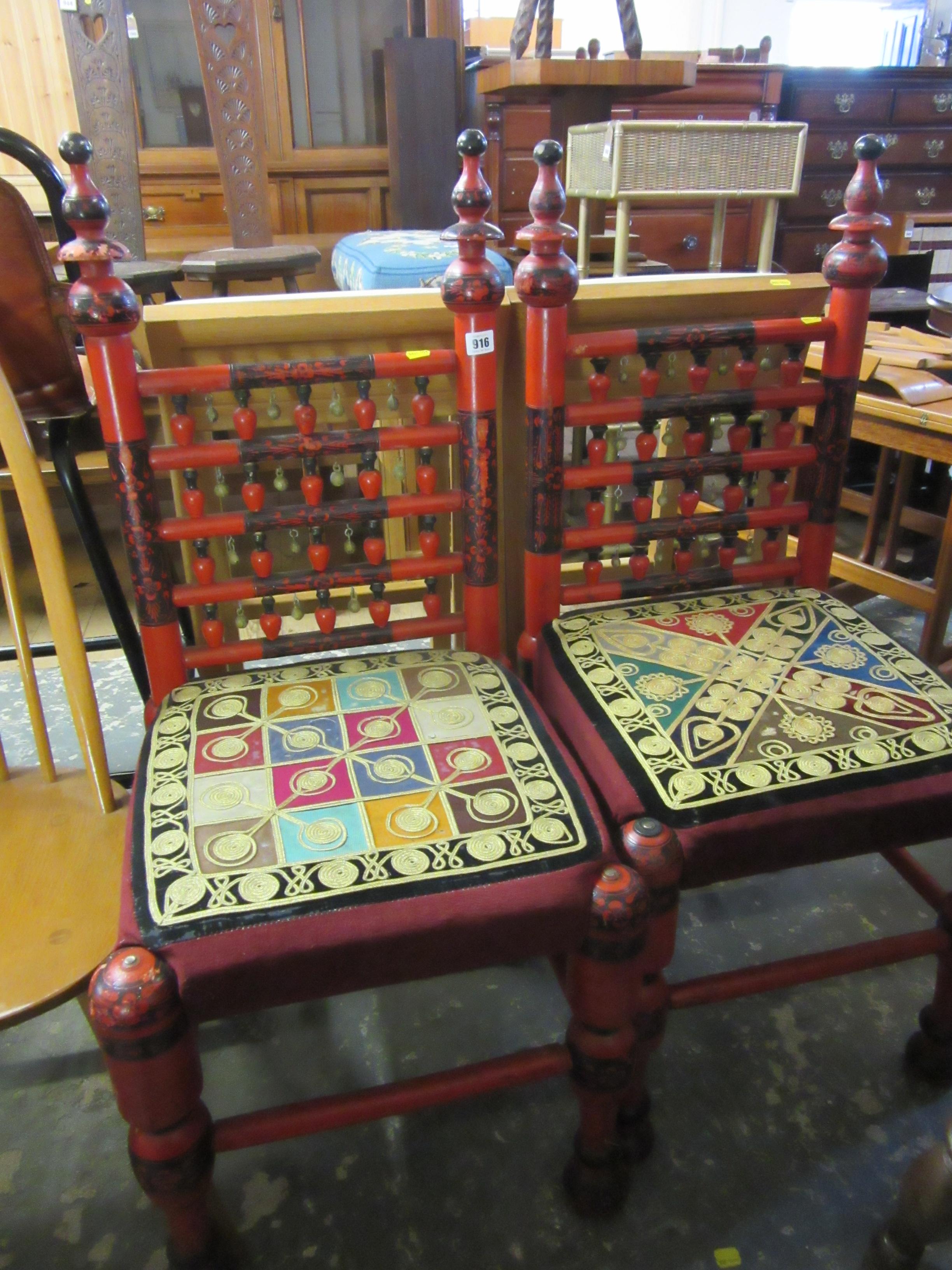 PAIR OF ETHNIC STYLE CHAIRS Image