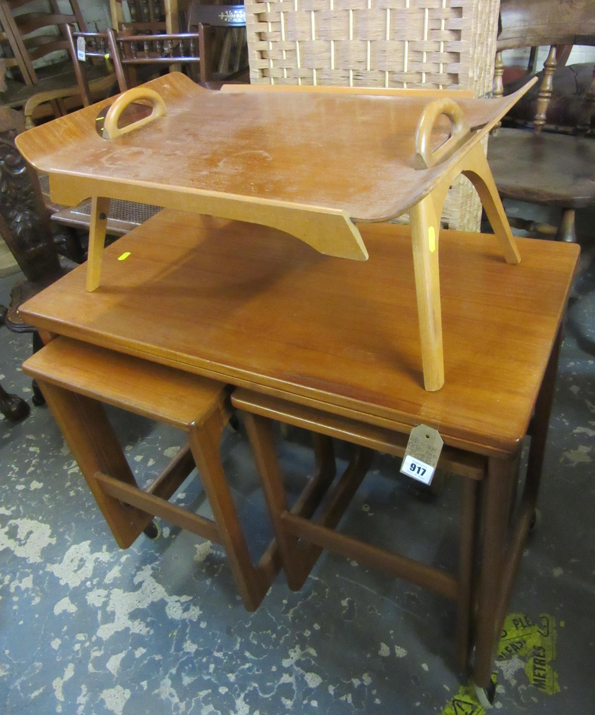 RETRO FOLD OUT NEST OF TABLES AND A PARAGON CENTURION FOLD OUT BED TRAY Image