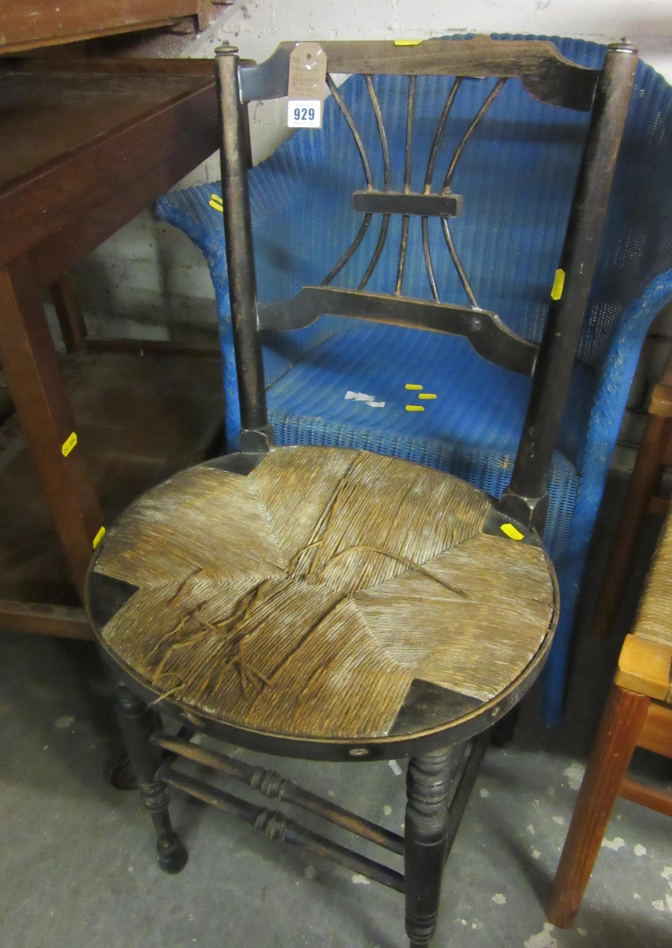 MORRIS AND CO EBONISED RUSH SEATED CHAIR Image