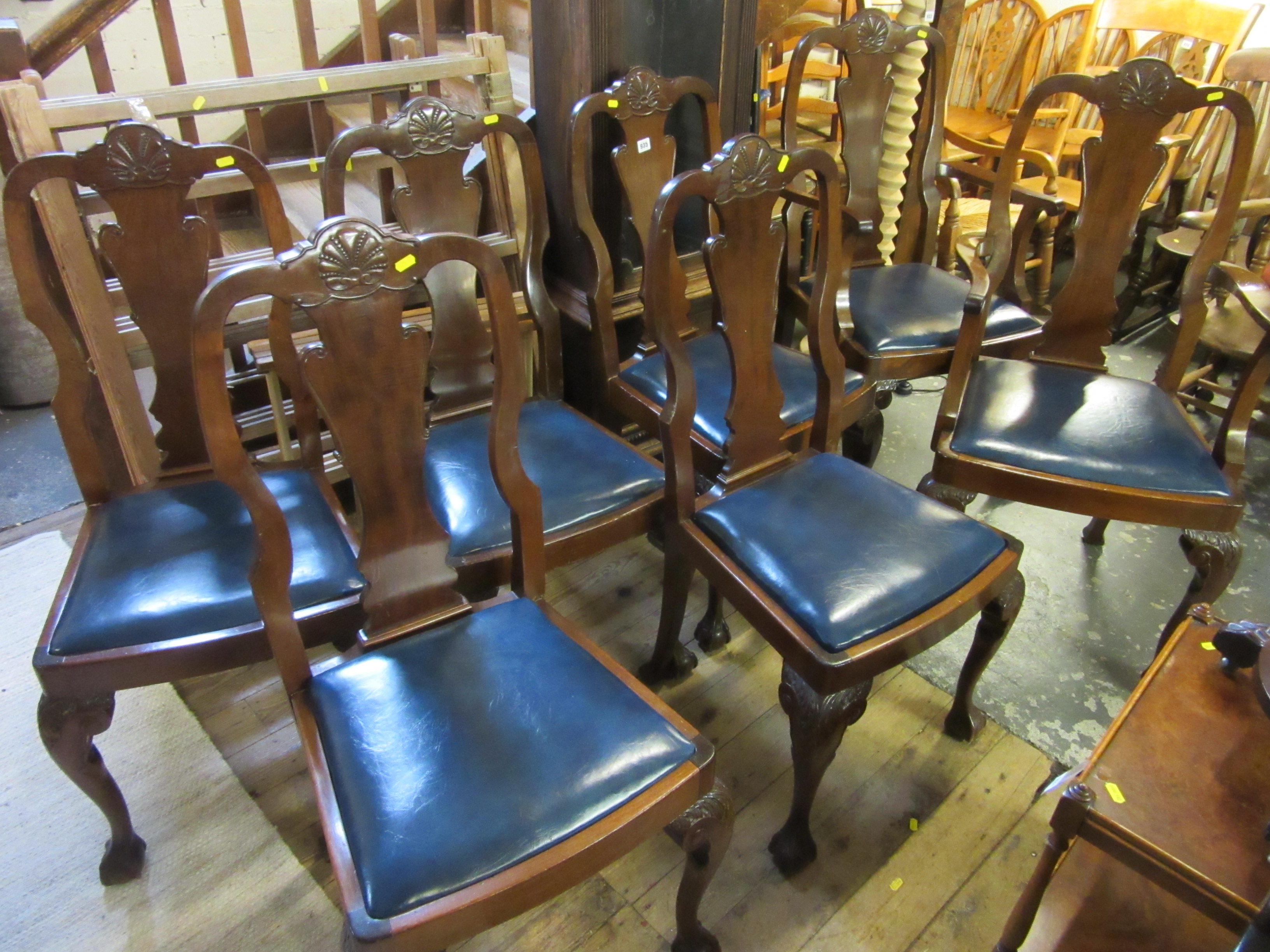 SET OF SIX CLAW AND BALL FOOTED DINING CHAIRS INCLUDING CARVER Image